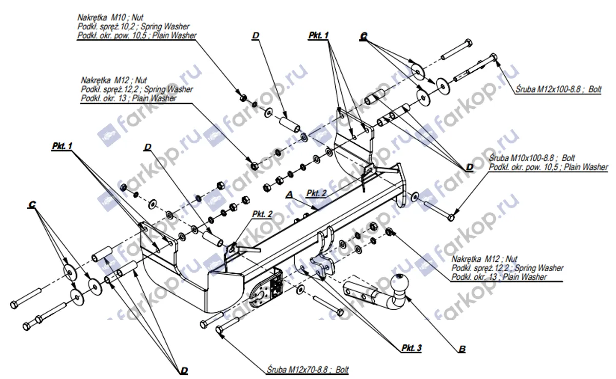 Фаркоп Imiola для Mercedes Vito 1996-2003, (искл. авто с парктроником) M.008 в 