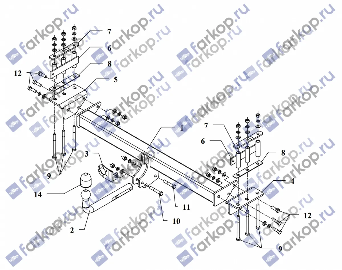 Фаркоп Auto-Hak для Nissan Patrol 1998-2004 V 02 в 