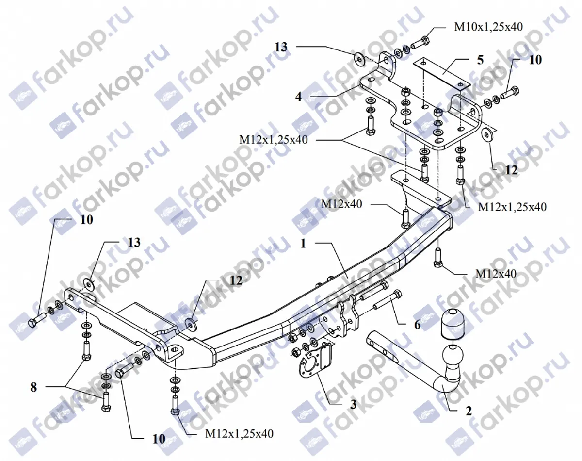 Фаркоп Auto-Hak для Nissan Murano 2004-2008 V 62 в 