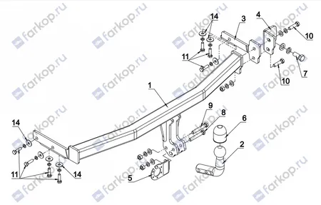 Фаркоп Auto-Hak для Nissan Almera (3,5 дв) 2000-2006 V 49 в 