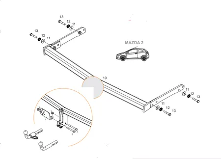 Фаркоп Aragon для Mazda 2 2007-2015 E4005BA в 