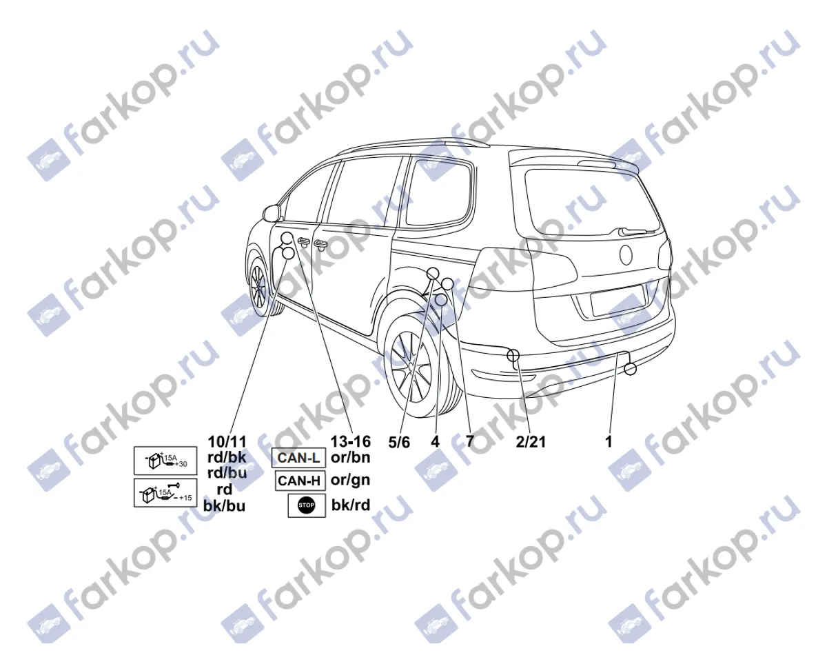 Электрика фаркопа Westfalia (13 pin) для Volkswagen Sharan 2010-2015 321600300113 в 