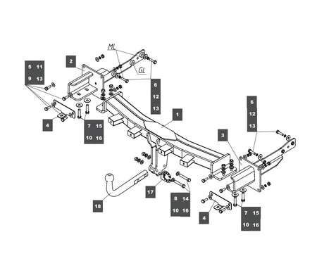 Фаркоп Baltex для Mercedes M-class 2006-2011 139312 в 