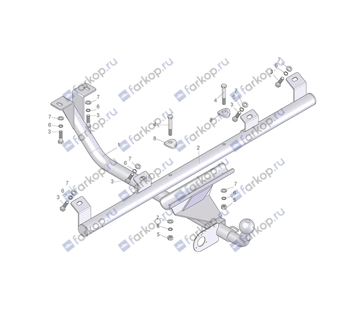 Фаркоп Лидер Плюс для Chevrolet Niva 2123 2002-2020 T-VAZ-08H в 