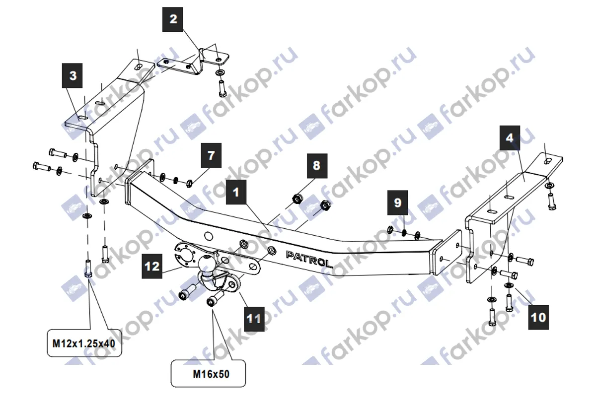 Фаркоп Baltex для Nissan Patrol 2010-2017 15190008E в 