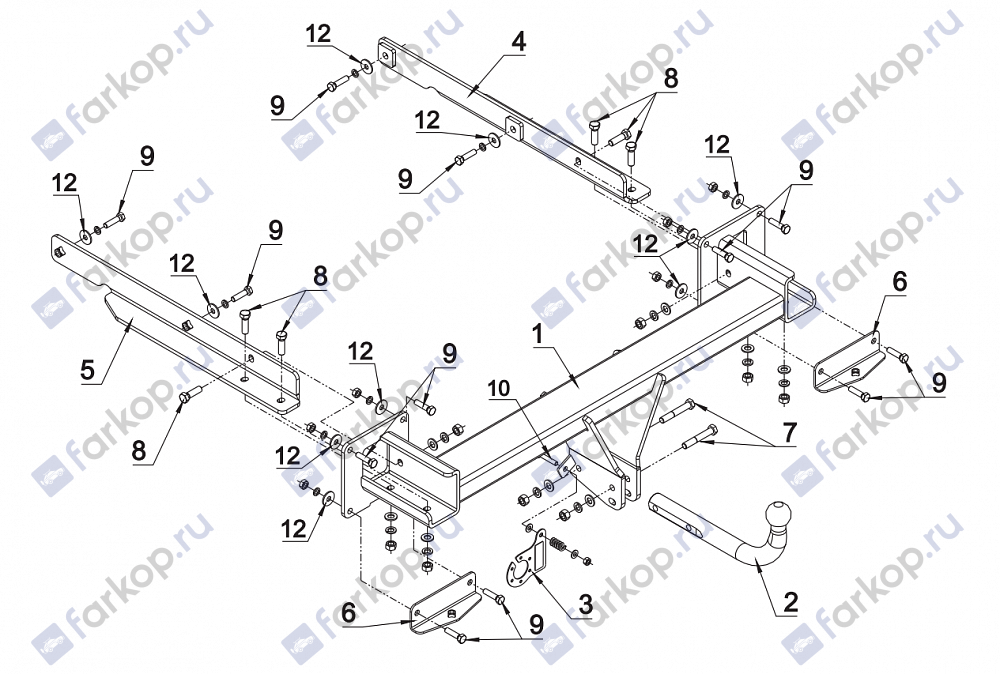 Фаркоп Auto-Hak для Mercedes GL-class 2012-2016 D 49 в 