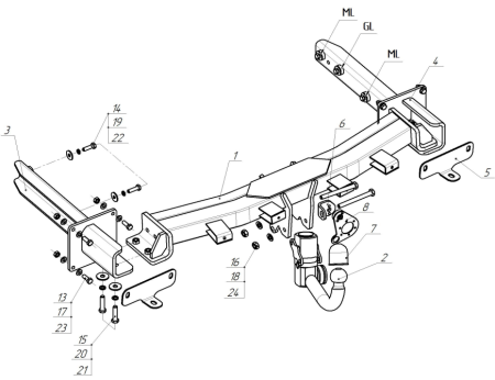 Фаркоп Oris для Mercedes GL-class 2006-2012 2255-D2 в 