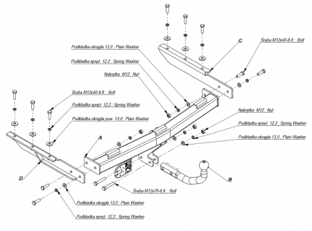 Фаркоп Imiola для Dodge Grand Caravan 2001-2008 (кроме STOWn GO) CH.003 в 